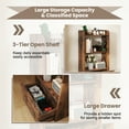 thumbnail image 6 of Gymax Bookcase w/ Drawer 3-Tier Open Shelf Anti-Toppling Kits for Living Room Coffee, 6 of 9