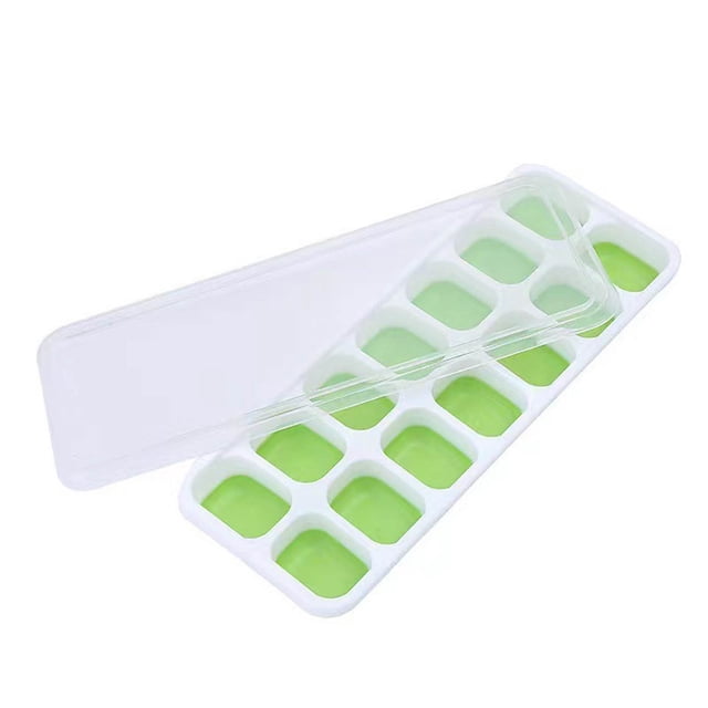 Bandeja para cubitos de hielo de 14 cubitos de PP+TPE con tapa Ideal para congelar ingredientes de bebidas Fácil de desmoldar Duradera y flexible para el uso diario