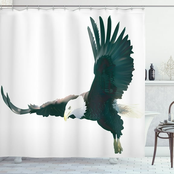 Ambesonne Eagle Shower Curtain, Huge Predator in Skies, 69"Wx75"L, Black White Yellow