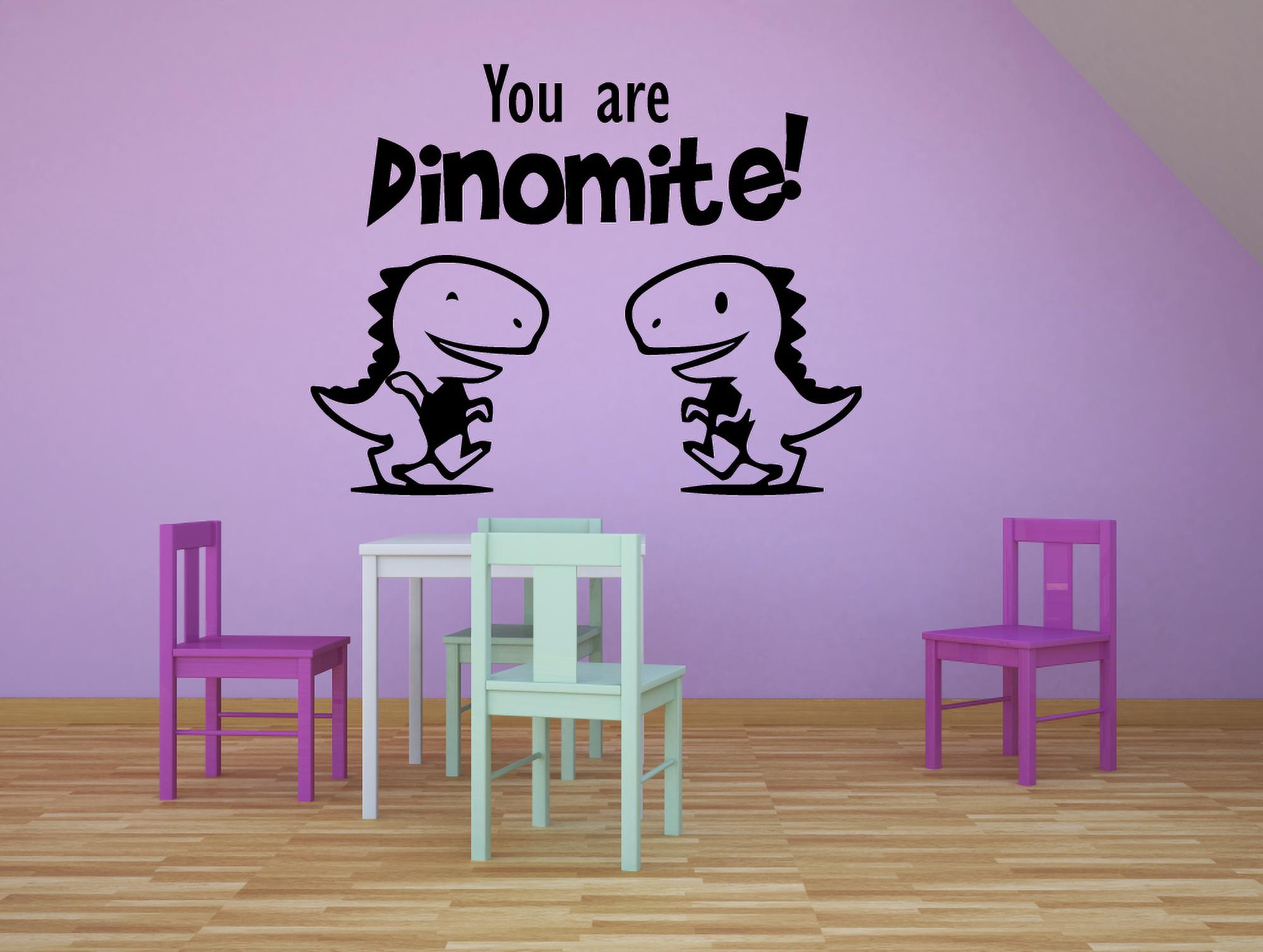 Dinomite Cute T-Rex Rex Tyrannosaurus Dinosaur Wall Sticker Art Decal for Girls Boys Kids Room Bedroom Nursery Kindergarten House Fun Home Decor Stickers Wall Art Vinyl Decoration Size (27x30 inch)