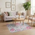 thumbnail image 3 of ODIKA 4'x6' Pink Gray Floral Watercolor Elegance Washable Area Rug Charming Botanical Print with Soft Petals for Bedroom, Reading Nook, Pet Friendly & Non-Shedding, 3 of 7