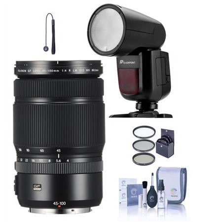 UPC: 0192223191938 | GF 45-100mm f/4 R LM WR Lens  Bundle with Flashpoint Zoom Li-on X R2 TTL Flash Speedlight for Fuji  ProOptic 82mm Filter Kit  Cleaning Kit  Lens Cap Tether