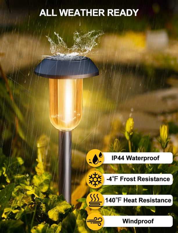 SUNLINKCO Solar Garden Lights Outdoor, 8 Pack Solar Powered Lawn Lights, 3000K Warm White, Outside Waterproof Decor Landscape Lighting, Auto On/Off, Walkway Light for Pathway, Yard, Driveway