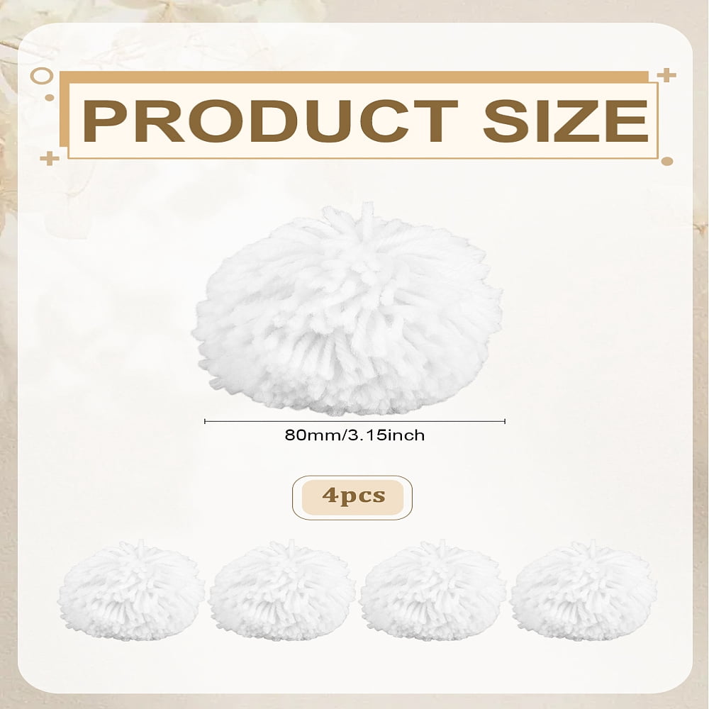 4Pcs DIY Craft Polyester Pom Pom Ball Round White 80mm