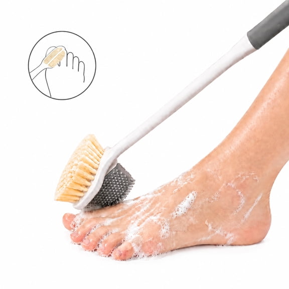 Foot Scrubber with Long Handle – Double-Sided Shower Brush for Exfoliation