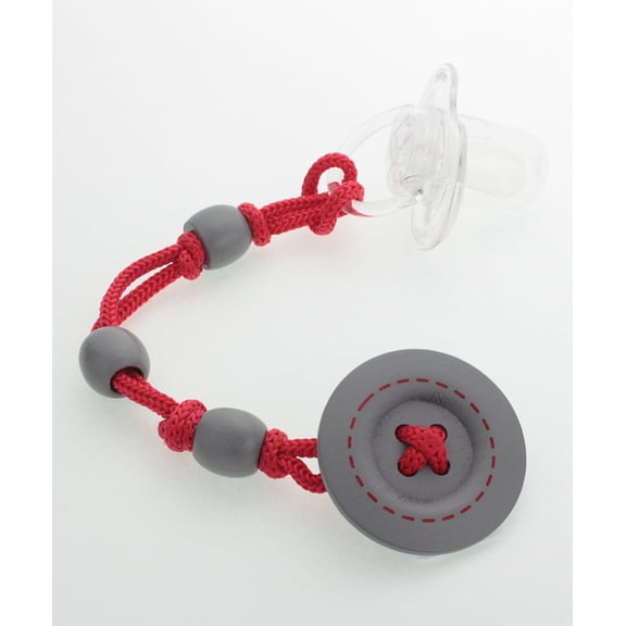 Grey Wooden Jeanky Button Pacifier Clip