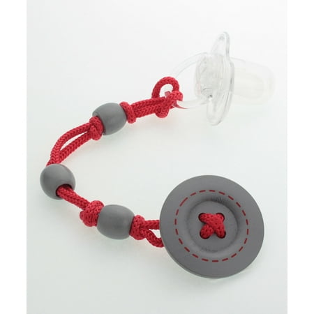 Grey Wooden Jeanky Button Pacifier Clip