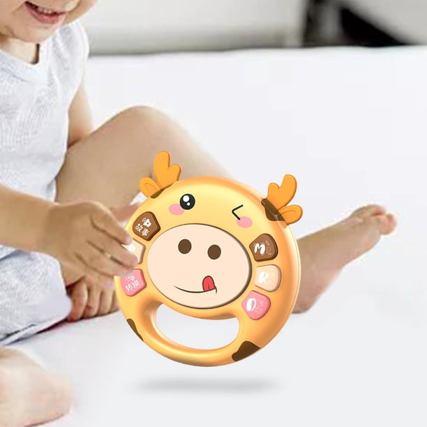 Juguete electrónico musical para bebés con luces y sonidos, juguetes de batería iluminados para bebés para el desarrollo temprano de las manos, regalo , AMARILLO Hugo Musical de tambores para niños