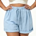 thumbnail image 3 of Asxite Plus Size Womens Pajamas Pants High Waist Drawstring Elastic Waist Solid Cuffed Summer Sleepwear, 3 of 7