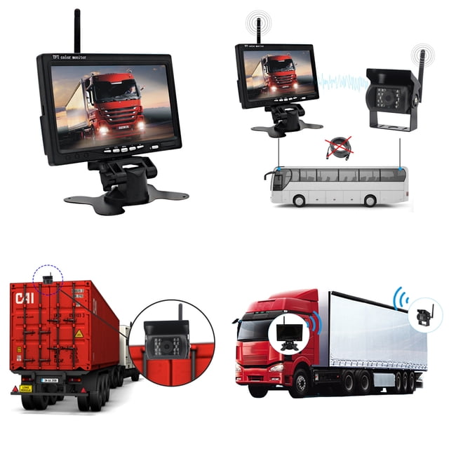 Becaristey Backup Camera Detachable IP67 Waterproof 7-inch Screen Remote Control Wide Angle Automotive Trailer Rear View Camera Type 2