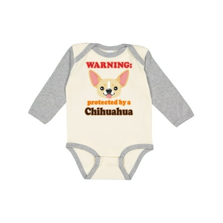 

Inktastic Protected by a Chihuahua Gift Baby Boy or Baby Girl Long Sleeve Bodysuit