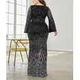 thumbnail image 3 of Womens Mermaid Plus Size V Neck Sequin Evening Dress Long Sleeves Mother of The Bride Gowns Royal Blue, 3 of 6
