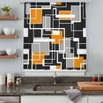 thumbnail image 4 of Burnt Orange Black Geometric Sheer Curtains 63 Inches Long, Modern Color Block Abstract Light Filering Curtains, Breathable Simi Curtain Privacy Drapes for Living Room Bedroom Window Treatment, 4 of 9