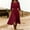 Wine, variant on Women's Cotton Linen Blend Midi Dress Round Neck 3/4 Sleeve Solid Color Casual A-Line Dress with Back Zipper for Spring Summer Blue XL(XL)