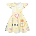 thumbnail image 3 of Grblisyd Little Girls Back to School Dress Cute Print Flutter Dresses Cartoon Pencil School Print Dresses First Day Of School Outfits For Girls, 3 of 4