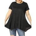 thumbnail image 6 of Agnes Orinda Women's Plus Size Tunic Tops  Summer Crew Neck Flowy Swing Loose Short Sleeve Knit T Shirt Tops Blouse Casual 1X Black, 6 of 9