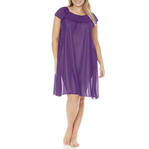 EZI Women's Satin Silk Ruffle Nightgown