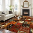 thumbnail image 2 of Boho Vintage Area Rugs 6'x9', Washable Small Throw Rugs for Kitchen Dining room, Brown Ethnic Middle Century Geometric Indoor Outdoor Rug Non-Slip Low Pile Carpet Runner Reversible Floor Mats, 2 of 8