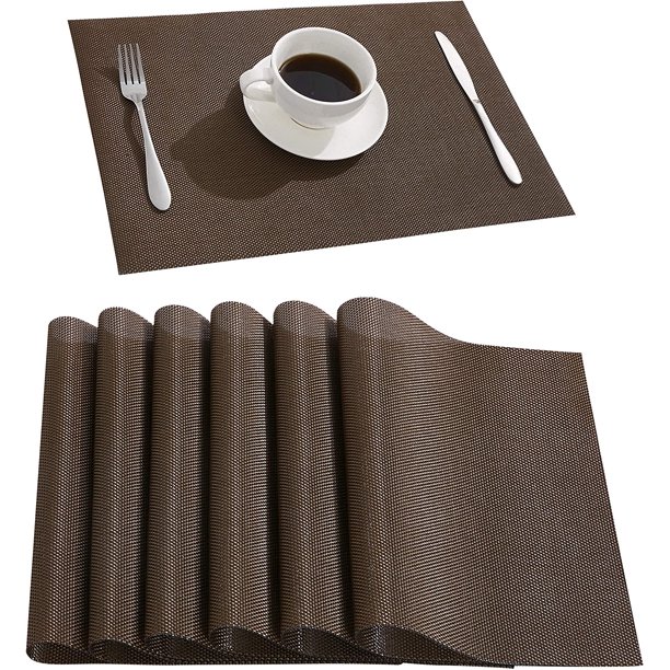 Placemats Waterproof Placemats Set of 6 Crossweave Woven Vinyl