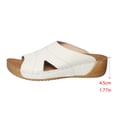 thumbnail image 6 of Women's Orthopedic Sandals Open Toe Splice Leather Platform Slides Summer Casual Cushioned Slip on Walking Shoes Soft Sole Slippers White Size 8, 6 of 9