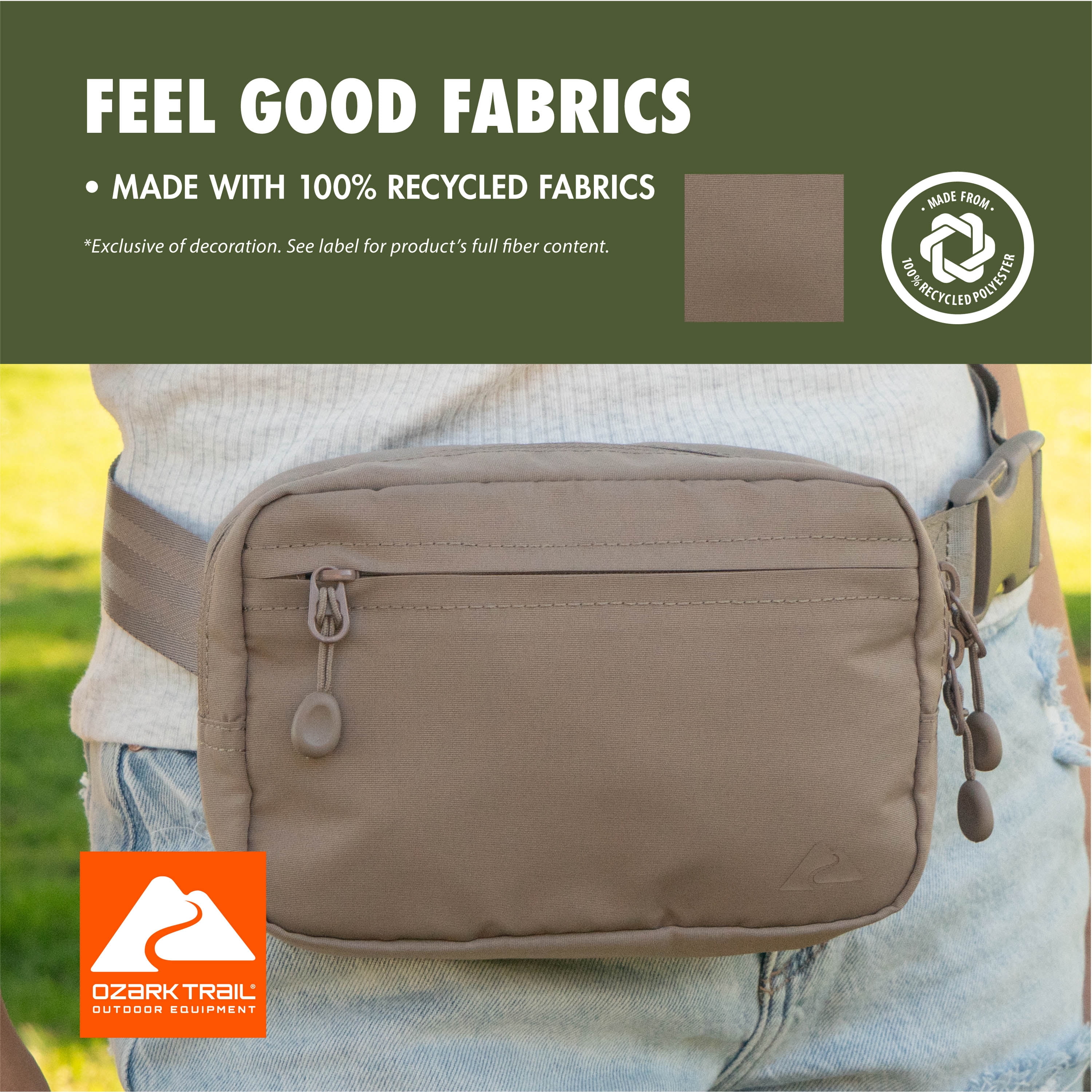 Ozark Trail Unisex Polyester Denver Fanny Pack, Taupe