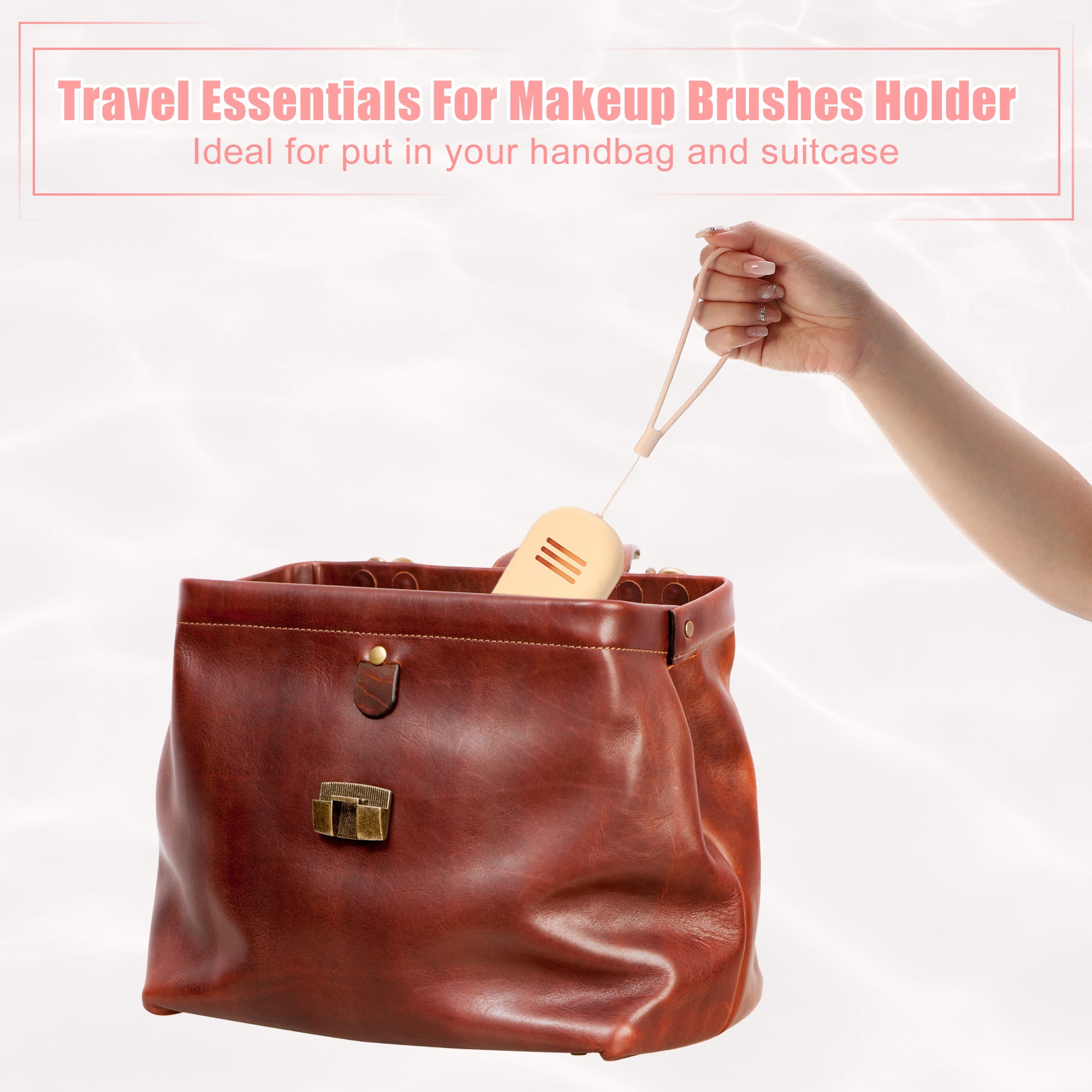 Unique Bargains Silicone Makeup Brush Holder Travel Essentials Makeup Brush Organizer Beige