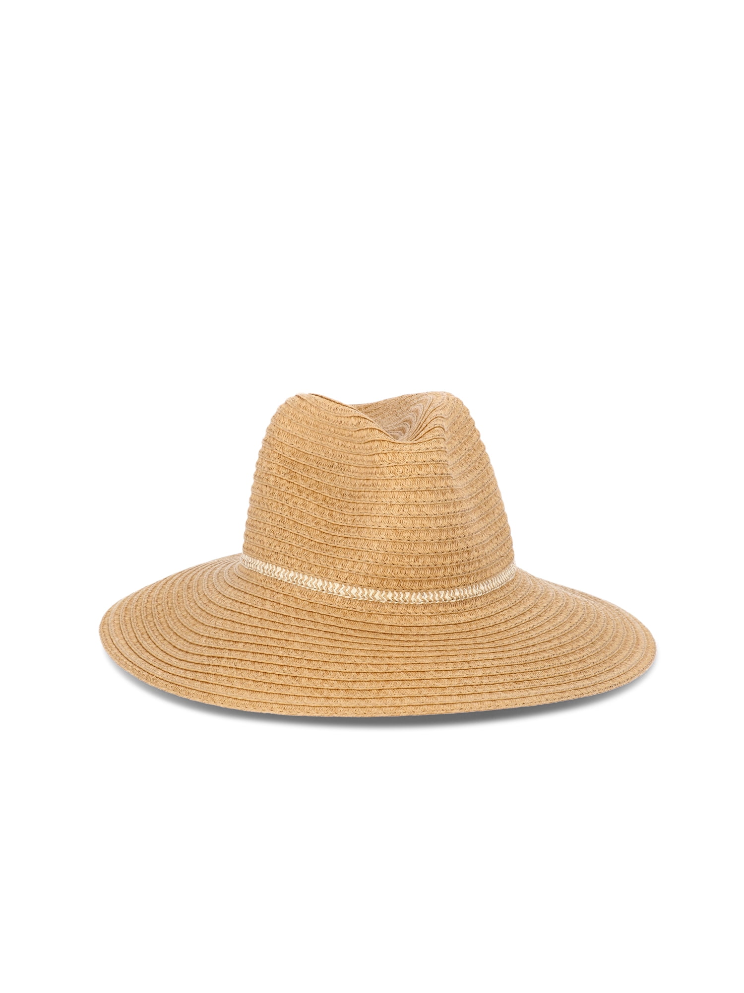 Time and Tru Women’s Wide Brim Mix Stripe Panama Hat, One Size Fits Most