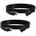 thumbnail image 1 of [2 Pack] Rallonge Intérieure Extérieure 10 Pieds 16/3 SJTW, Noir, 3 Broches, Résistant aux Intempéries, Ignifuge, pour Jardin, Aménagement Paysager et Décorations de Vacances Noir 10 Pieds Lot de 2, 1 of 5