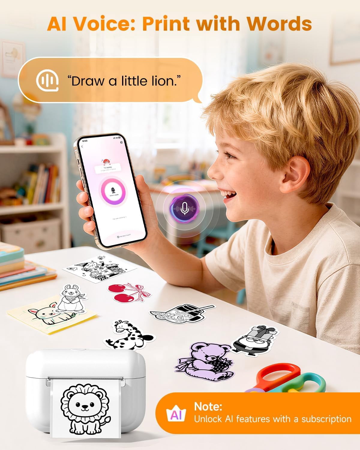 Mini Sticker Printer - Portable Label Maker Machine Sticker Box Q02E Pocket Thermal Inkless Printer pods Sticker Maker Small Receipt Printer, for Study Note, Home Office School Organization