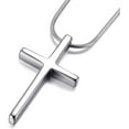 thumbnail image 3 of Tungsten Carbide Simple Cross Necklace for Men Women, Unisex Pendant with Stainless Steel Snake Chain, 3 of 5