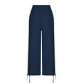 thumbnail image 4 of pbnbp Cotton Linen Pants for Women Summer Elastic Waist Solid Color Capri Pants Drawstring Pockets Lounge Pants, 4 of 4