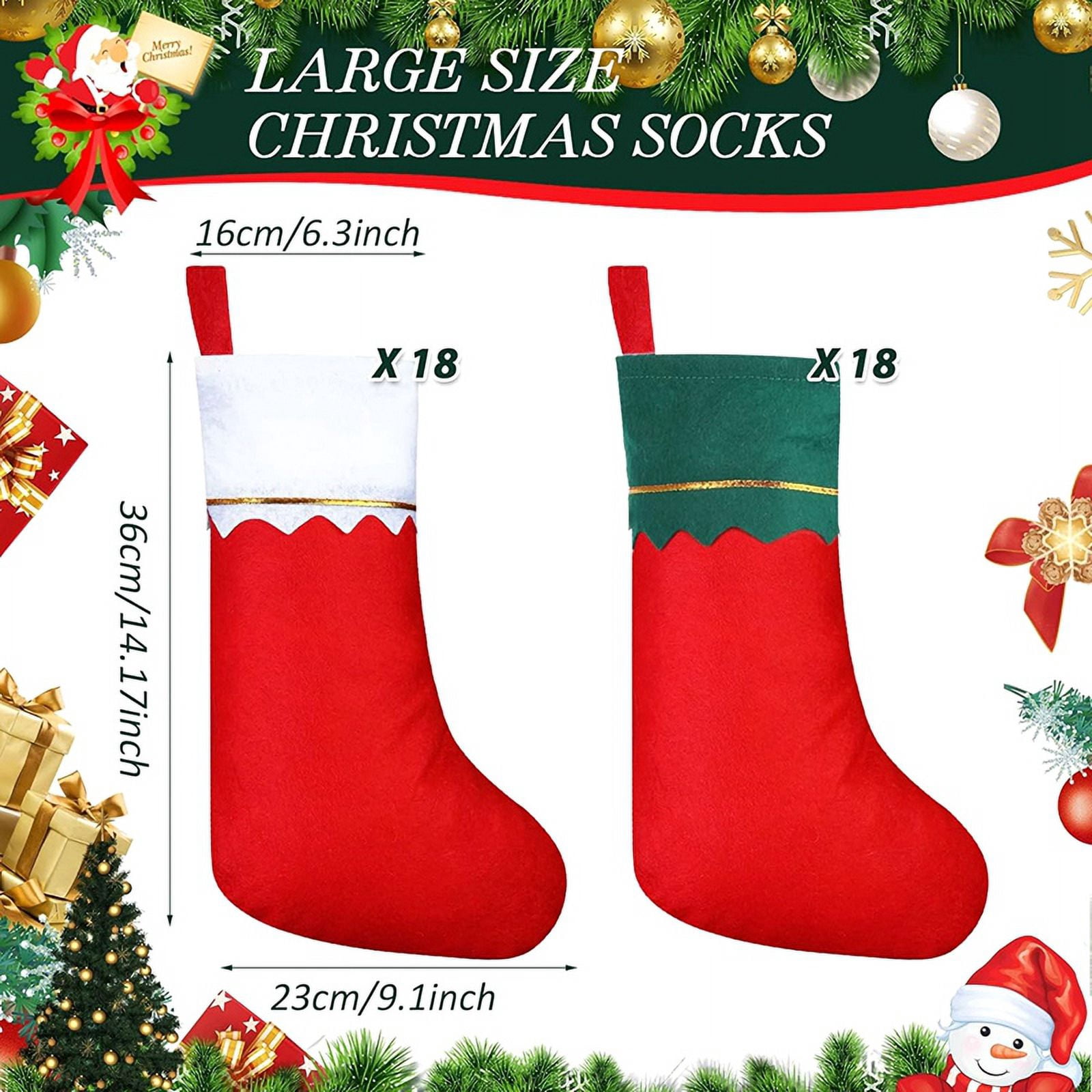 36 Pcs Christmas Stockings Favors Stockings Xmas Decoration Stockings Rustic Christmas Santa Stocking for Holidays