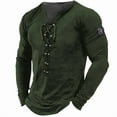 thumbnail image 6 of Mens Henley Shirts Long Sleeve Vintage Adjustable Lace-Up Pirate Medieval Steampunk Tops Slim Fitted Muscle T Shirts Purple XL, 6 of 7