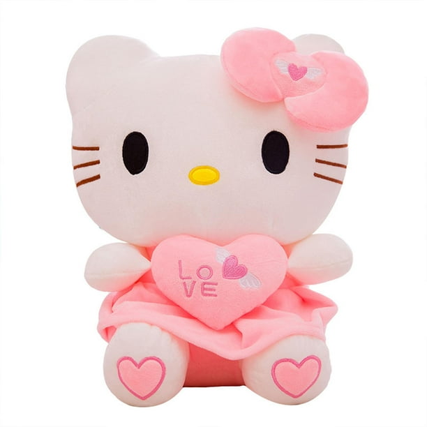 Hello Kitty Plush Toy Kitten Stuffed Animals Kawaii Cat Fluffy Plush Doll  Hugging Pillow With Love Heart 