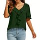 thumbnail image 4 of Camisas de Manga Corta para las Mujeres Blusa de Suéter de Cuello en V Casual para las Mujeres, Top de Estiramiento Suave para Uso Diario Y de Fiesta, 4 of 7