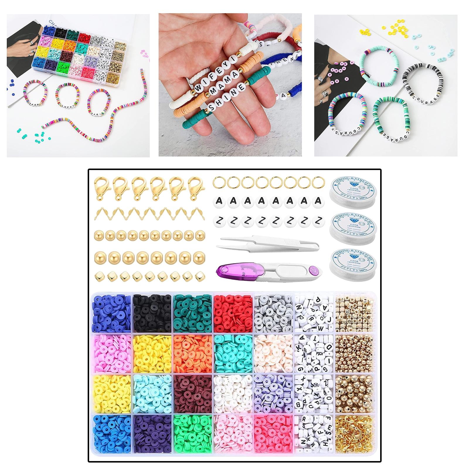 1box Kit De Perles Rondes Plates En Argile Polymère Perles D'Espacement Pour La Fabrication De Bijoux Bracelets Collier Boucle D'Oreille DIY Kit D'Artisanat Avec Pendentif-A