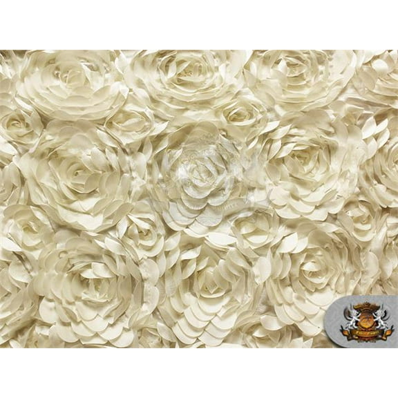 Satin Bridal Petal Rosette Floral Fabric Ivory / 52" Wide / Sold by the yard