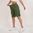 thumbnail image 6 of HKYNLAG 2026 Cargo Shorts Women Bermuda Shorts Summer Quick Dry High Waisted Long Shorts Drawstring Knee Length Plus Size Ladies Hiking Shorts with Pockets Dark Green XXL, 6 of 6