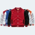 thumbnail image 4 of SGMVNU Boys Bomber Jackets Fashion Button Down Baseball Jacket, Plain Button Cardigan School Coat, Casual Fit Bomber Jacket for Spring Fall Outerwear, Black#3, 9-12 Years, 4 of 5
