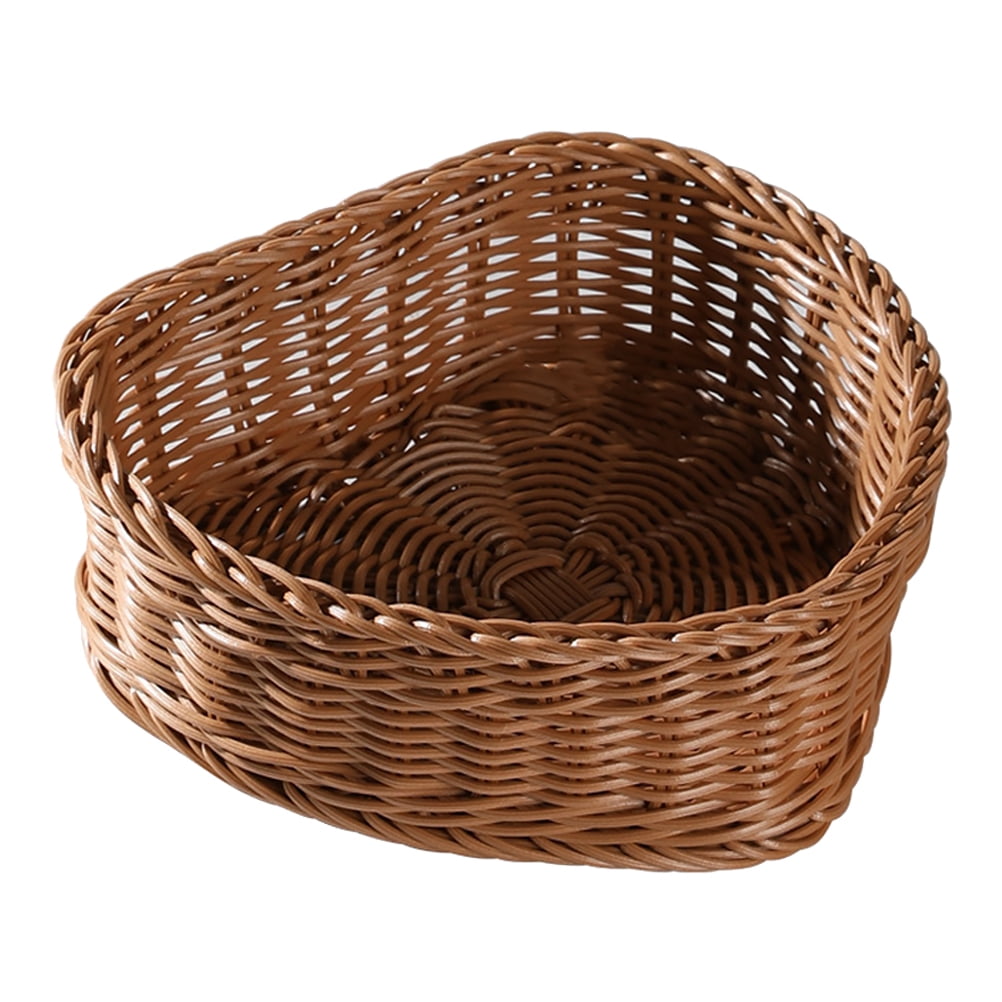 Basket Rattan Plates Storage Fruit Serving Wicker Wood Appetizerbread