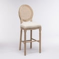thumbnail image 2 of Triple Tree French Country Wooden Barstools, Rattan Back, Upholstered Seating, Cream (Set of 2), 2 of 7