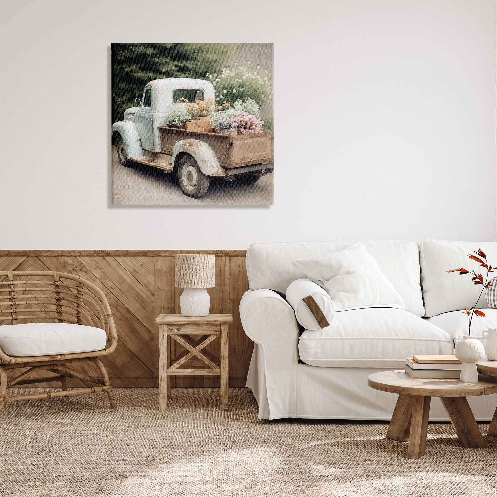 Stupell Industries Country Florals in Truck Transportation Painting Gallery Wrapped Canvas Print Wall Art, 30 x 30