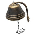 thumbnail image 2 of HTTMT- Upstreet Outdoor Dinner Bell Made For Ranch House Family Front Door Interior Exterior Décor | Wall Hanging Mount Heavy Cast Solid Iron Decoration Gold Large (H: 5" x W: 7") [P/N: ET-BELL002-L], 2 of 7