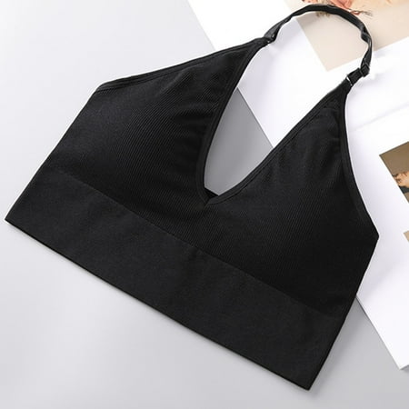 Mrasaso Holiday Gift Finder! Womens Cotton Underwear Women Nylon Bra Fashion Women s Solid Color Thin Shoulder Strap Beautiful Back WrapWireless Strap Bra(1pc Underwear) Black|M