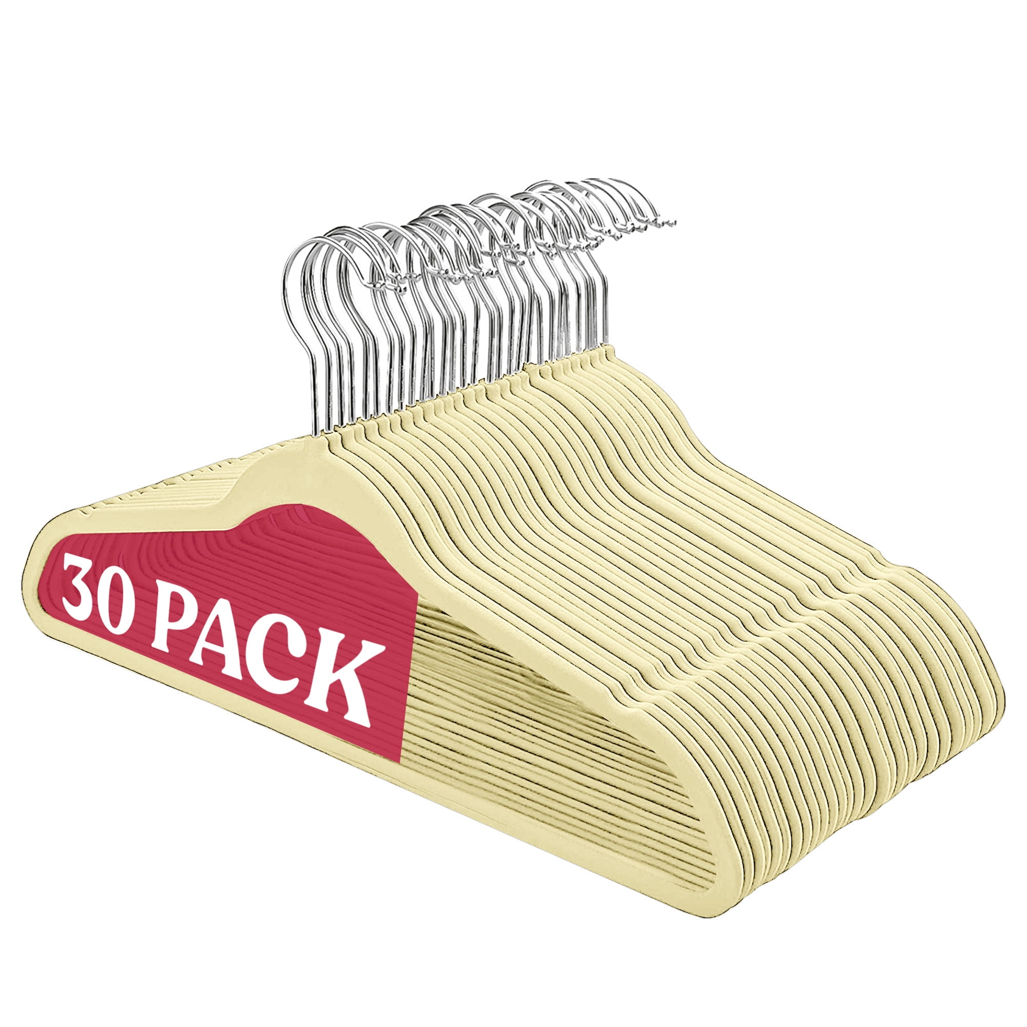 Home Collection Deals Lux Decor Collection Velvet Clothing Hangers 30 Pack, Non-Slip Space Saving, Ivory