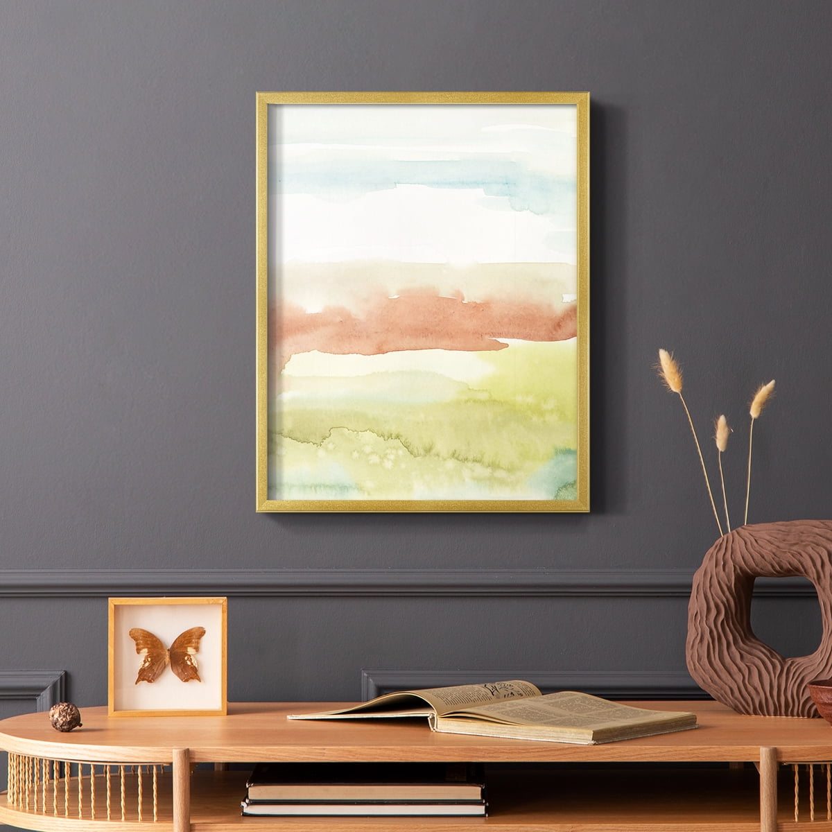 Blushing Sunrise II Framed Print in Gold Solid Wood Framed Print No Nail Hanging