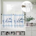 thumbnail image 5 of Kitchen Window Curtains Valance and Tier Set, Welcome Words Blue Stripe Rod Pocket Tier Curtain Valance Set, Marine Life Starfish Light Filtering Cafe Curtains for Bedroom Living Room, 5 of 9