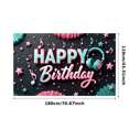 thumbnail image 2 of Music Notes Happy Birthday Banner Glitter Design Headphones Celebration for Birthday Party Musical Event Indoor Decor, 2 of 7