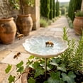 thumbnail image 6 of Bird Bath for Outside,Ceramics Bee Watering Station Bowl with Metal Stake,Flower Shaped Bee Bath for Garden,Yard & Lawn Decor,Green, 6 of 7