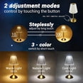 thumbnail image 4 of Cordless Table Lamp, Rechargeable Battery Operated Lamp, 3 Way Modes & Stepless Dimmable LED Touch Lamp, Portable Crystal Gold Metal Beside Lamps for Bedroom Living Room Restaurant Outdoor, 4 of 5
